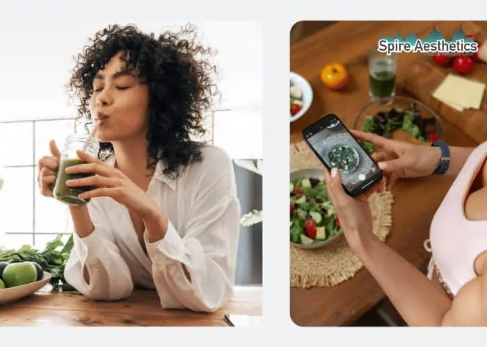 Image of woman looking into her diet and fat freezing Chipping Norton to improve her health